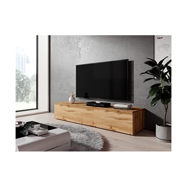 Furnix - Meuble TV Zibo - 160 x 34 x 34 x 34&nbsp;cm L x l x H - Meuble TV à suspendre, Lowboard Sideboard - 2 étagères avec rab