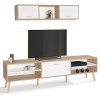 IDMarket - Ensemble Meuble TV et étagère Clayton Bois et Blanc 180 cm