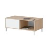 LOUNGITUDE Meuble TV, Mélamine, Blanc/chêne, L130 x P41 x H47cm