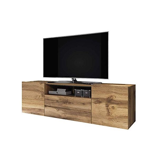 Selsey Bros - Meuble TV/Banc TV 140 cm, Effet chêne wotan 