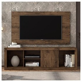 Caemmum Meuble TV Mural 55 Pouces Noyer 6 Niches Cedro L 180 H 145 P 39.5 cm
