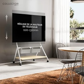 FITUEYES Design Support TV roulettes pour TV 65 75 78 88 Pouces Hauteur Réglable 1100-1300mm avec Sac de Rangement pour Maiso