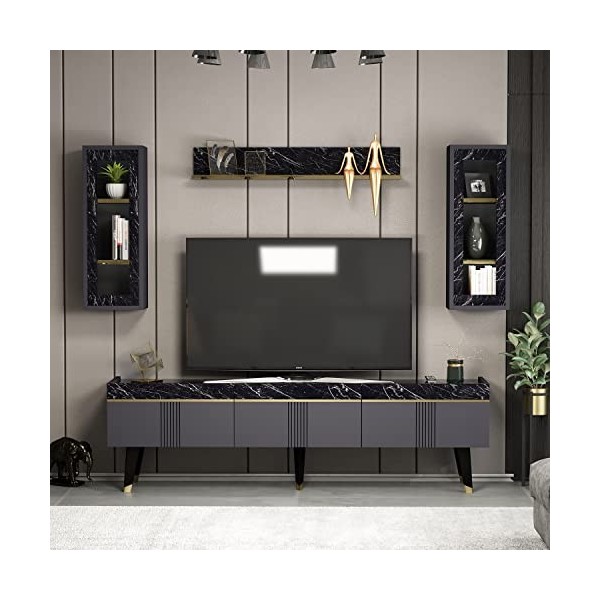 KARYA Table Basse – Table de canapé – Table de Salon – Table dappoint au Design élégant et Moderne Table Basse – Noyer/Marb