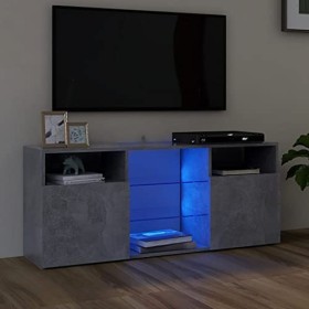 Maxspace TV Meuble, Meuble Tele, Meuble TV Chambre, Meuble TV IindustrielMeuble TV avec lumières LED Gris béton 120x30x50 cmC