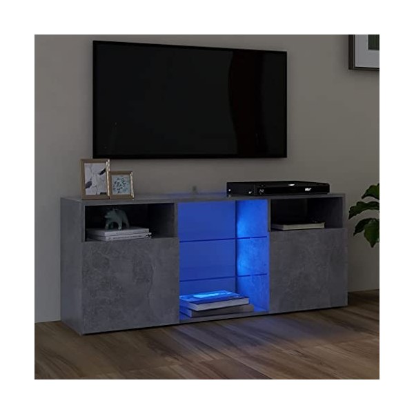 Maxspace TV Meuble, Meuble Tele, Meuble TV Chambre, Meuble TV IindustrielMeuble TV avec lumières LED Gris béton 120x30x50 cmC