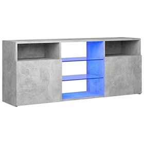 Maxspace TV Meuble, Meuble Tele, Meuble TV Chambre, Meuble TV IindustrielMeuble TV avec lumières LED Gris béton 120x30x50 cmC