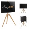EasyLife Trépied TV en Bois chevalet - Support TV Studio jusquà 65" et 40 kg - Orientable - Réglable en Hauteur - Gestion de