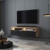 Selsey - REDNAW - Meuble TV - 100 cm - chêne wotan/Noir Brillant - avec LED - scandinave – Moderne