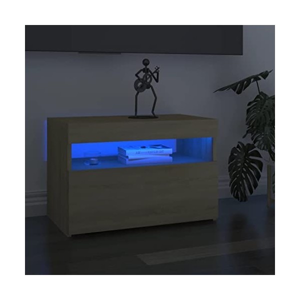 homiuse Meubles TV avec Lumières LED 2 Pcs Chêne Sonoma 60x35x40 cm Meuble HiFi Aspect Moderne Support de TV Table Télévision