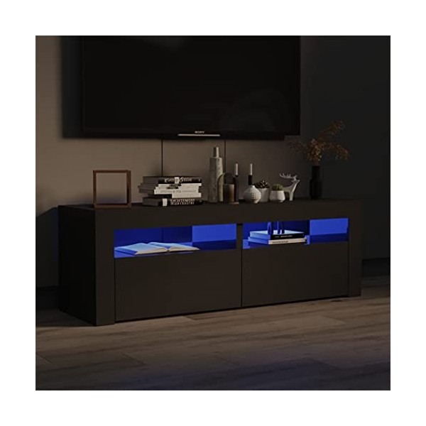 Canditree Meuble TV Moderne avec LED Banc TV avec étagères de Rangement Support de Télé pour Salon 120 cm Blanc et chêne Son