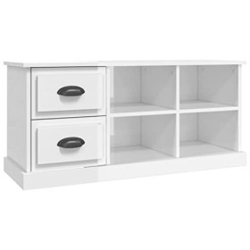 Maxspace TV Meuble, Meuble Tele, Meuble TV Chambre, Meuble TV Iindustrielblanc Brillant 102x35,5x47,5 cm Bois dingénierieCon