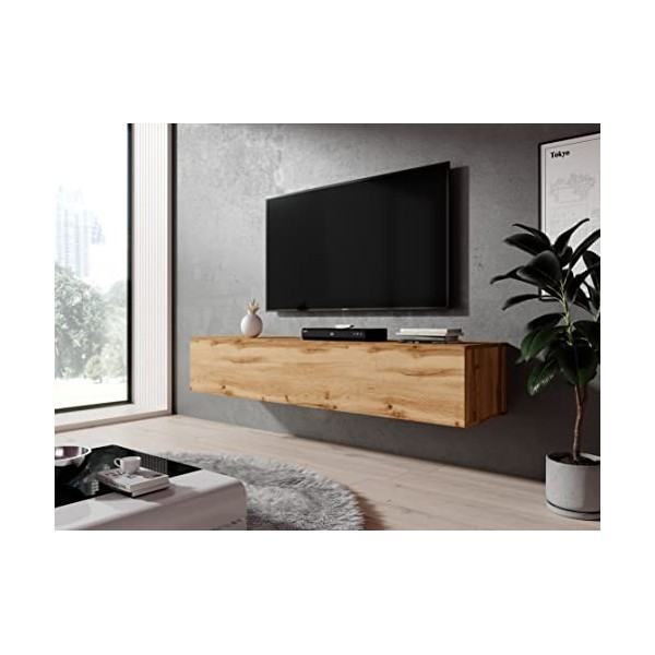 Furnix - Meuble TV Zibo - 160 x 34 x 34 x 34&nbsp;cm L x l x H - Meuble TV à suspendre, Lowboard Sideboard - 2 étagères avec rab