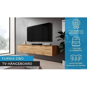 Furnix - Meuble TV Zibo - 160 x 34 x 34 x 34&nbsp;cm L x l x H - Meuble TV à suspendre, Lowboard Sideboard - 2 étagères avec rab