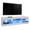 ExtremeFurniture Open RTV 140 Meuble TV, Carcasse en Blanc Mat/Façade en Blanc Mat + LED Multicolores avec télécommande
