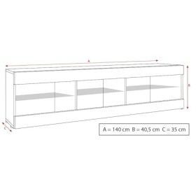 ExtremeFurniture Open RTV 140 Meuble TV, Carcasse en Blanc Mat/Façade en Blanc Mat + LED Multicolores avec télécommande