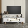 Kalb Lia Meuble TV bas avec éclairage LED intégré au look scandinave Blanc 150 cm