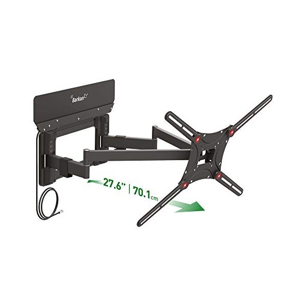 Barkan Support Mural pour TV de 13 à 90 Pouces avec antenne intérieure amplifiée HDTV intégrée, Bras articulé, Peut Supporter