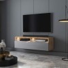 Selsey - REDNAW - Meuble TV - 100 cm - chêne wotan/Gris Brillant - avec LED - scandinave – Moderne