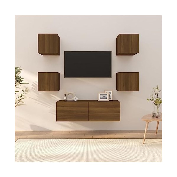 WREWING Meuble TV,Bas Table TV Support de Télévision en Bois pour Salon Chambre Salle à Manger,Support pour Téléviseur Jusqu’