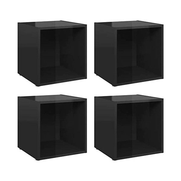 vidaXL 4X Meubles TV Centres de Divertissement Armoires Stéréo avec 1 Compartiment Salon Salle de Séjour Maison Noir 37x35x37