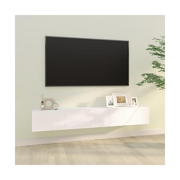 Maxspace TV Meuble, Meuble Tele, Meuble TV Chambre, Meuble TV IindustrielMeubles TV 2 pcs Blanc 100x30x30 cm Bois dingénieri