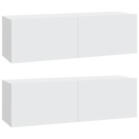 Maxspace TV Meuble, Meuble Tele, Meuble TV Chambre, Meuble TV IindustrielMeubles TV 2 pcs Blanc 100x30x30 cm Bois dingénieri