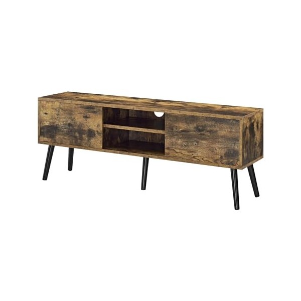 Helloshop26 Meuble TV Design Support télé avec 2 Portes et 2 étagères revêtement PVC 120 x 30 x 47 cm Bois foncé Noir 03_0005