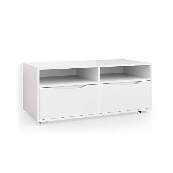 Vicco Meuble TV Ruben, Blanc, 100 x 42 cm