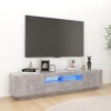 Meuble TV avec lumières LED Gris béton 180x35x40 cm - Armoire Basse Centre de Divertissement Meuble Stéréo Salon Salle de Séj