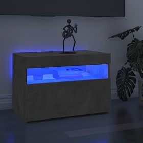 vidaXL Meuble TV avec Lumières LED Armoire Basse Centre de Divertissement Meuble Stéréo Salon Salle de Séjour Maison Intérieu