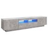 Meuble TV avec lumières LED Gris béton 180x35x40 cm - Armoire Basse Centre de Divertissement Meuble Stéréo Salon Salle de Séj