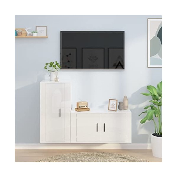 VEEKI Meuble TV, Meuble TV Suspendu, Meuble TV Industriel, Meuble TV Bois, Meuble Chambre, Convient pour Salon ou Chambre, En