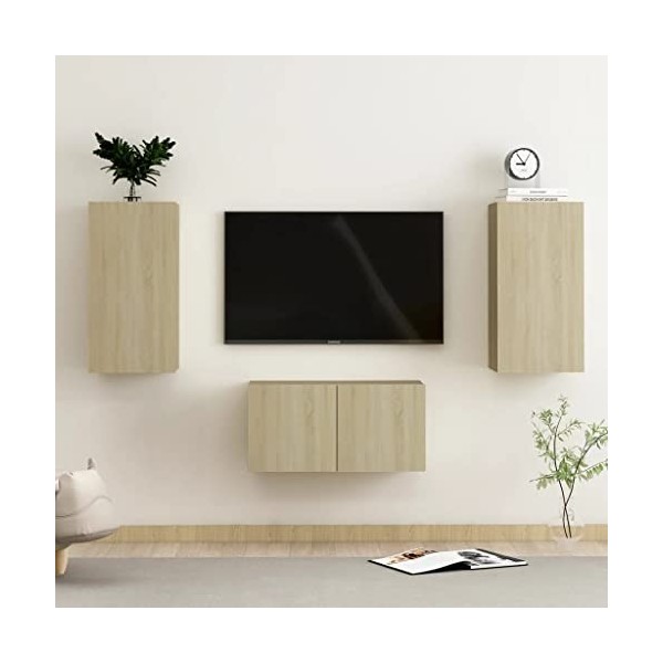 Meuble TV,Banc TV,Meuble TV Suspendu,Étagère TV Flottante, Support de Télévision Flottant Fixé au Mur Centre de Console Multi