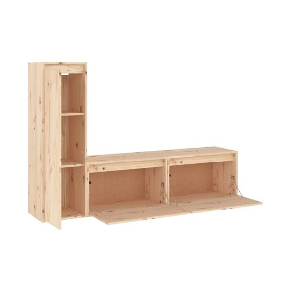 Générique Meubles TV 3 pcs Bois Massif de pin,21.35 KG,3100119, Meubles, Meubles TV
