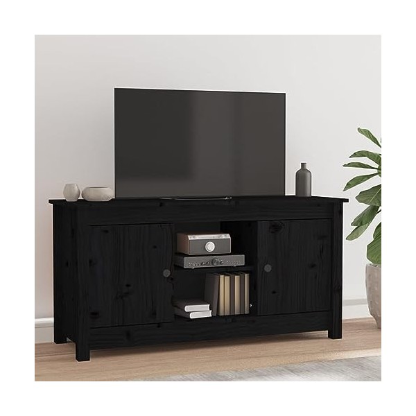Camerina Meuble TV Noir 103x36,5x52 cm Bois de pin Massif,Meuble TV,Meuble TV Moderne,Meuble de Salon64