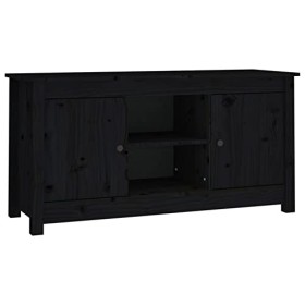 Camerina Meuble TV Noir 103x36,5x52 cm Bois de pin Massif,Meuble TV,Meuble TV Moderne,Meuble de Salon64