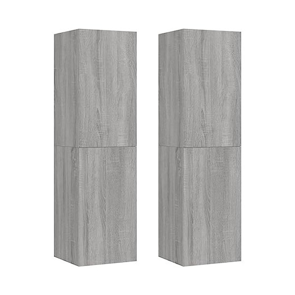 FAMIROSA Meubles TV muraux 2 pcs Sonoma Gris 30,5x30x110 cm 32.4KG 