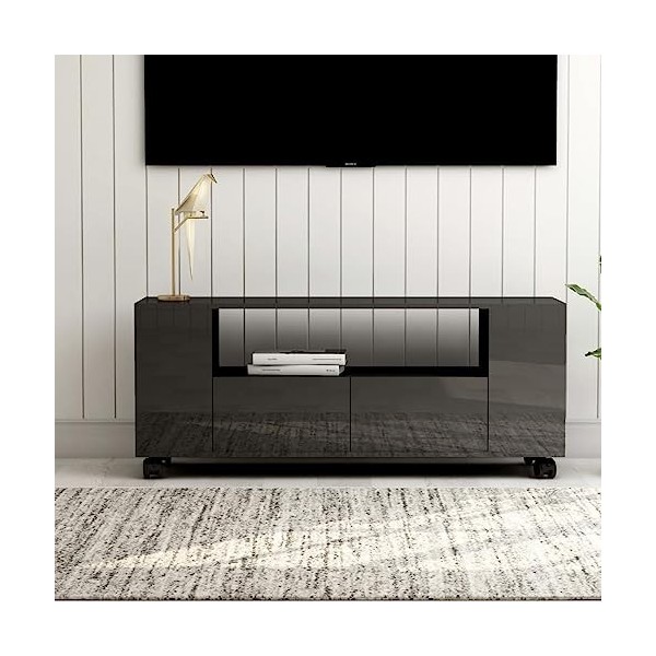 DJEKA Meuble TV Bois avec roulettes Meuble TV Bas Meuble TV Salon Table TV Salon pour Salon, Salle à Manger, Chambre-Gris-120