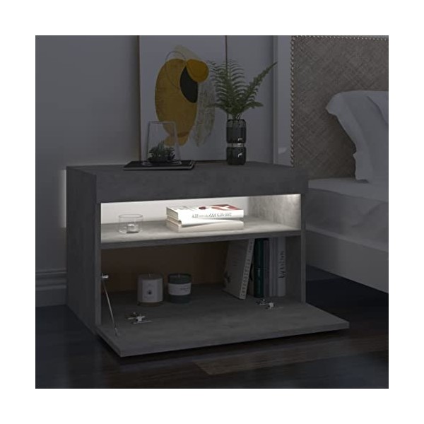 Module TV pour salle à manger, meubles TV avec lumières LED 2 pièces Gris béton 60x35x40 cm Meuble Kit de montage facile