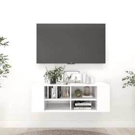 Meuble TV mural en bois Blanc 102 x 35 x 35 cm