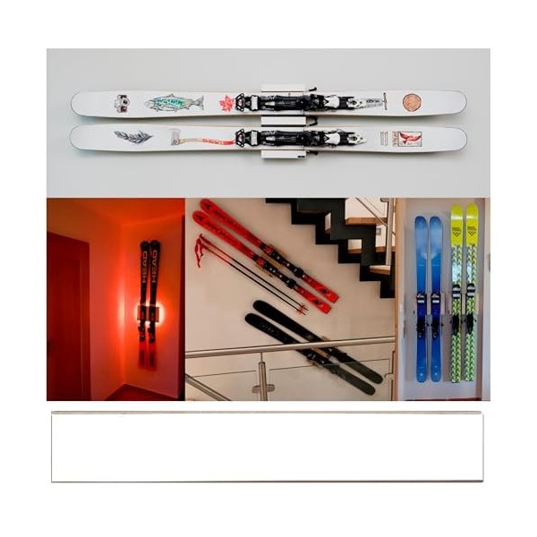 Clipboart® Support mural standard blanc pour tous les skis horizontalement vertical diagonal Support mural mural Freerideski 