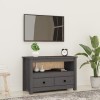 FAMIROSA Meuble TV Gris 79x35x52 cm Bois de pin Massif 10.5KG 