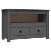 FAMIROSA Meuble TV Gris 79x35x52 cm Bois de pin Massif 10.5KG 
