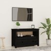 FAMIROSA Meuble TV Noir 79x35x52 cm Bois de pin Massif 10.5KG 