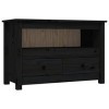 FAMIROSA Meuble TV Noir 79x35x52 cm Bois de pin Massif 10.5KG 