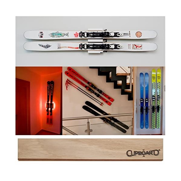 Clipboart® Support mural standard blanc pour tous les skis horizontalement vertical diagonal Support mural mural Freerideski 