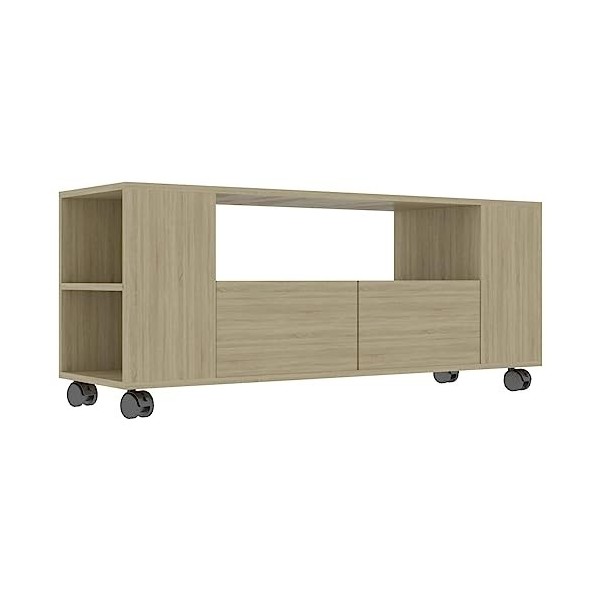 Camerina Meuble TV chêne Sonoma 120x35x48 cm Bois dingénierie Table Television Salon,Meuble Télé Haut,Meuble TV Haut
