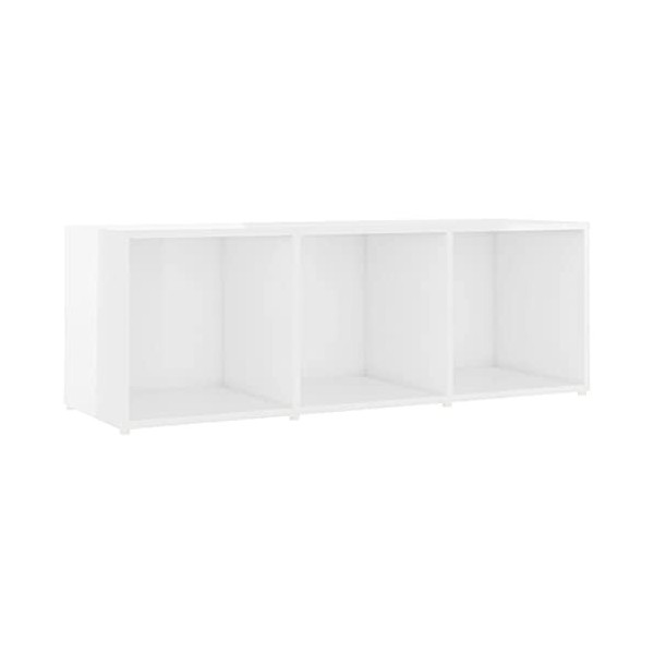 Keyur Meuble TV, Banc TV Buffet Bas Support de Télévision Meuble Télé Meuble TV Blanc Brillant 107x35x37 cm Aggloméré