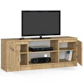 AKORD Meuble TV K-140 1 étagère ouverte | 2 étagères avec portes gauche et droite | 55 x 140 x 40 cm | Poids 40 kg | Couleur 