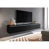 PIASKI Meuble TV Lowboard D 180 cm, Meuble TV Flottant, Noir mat, éclairage LED en option sans éclairage LED 